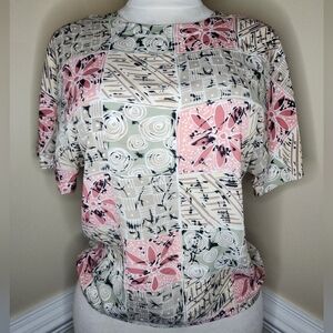 Vintage Caviar Pink Floral Patchwork Print Top